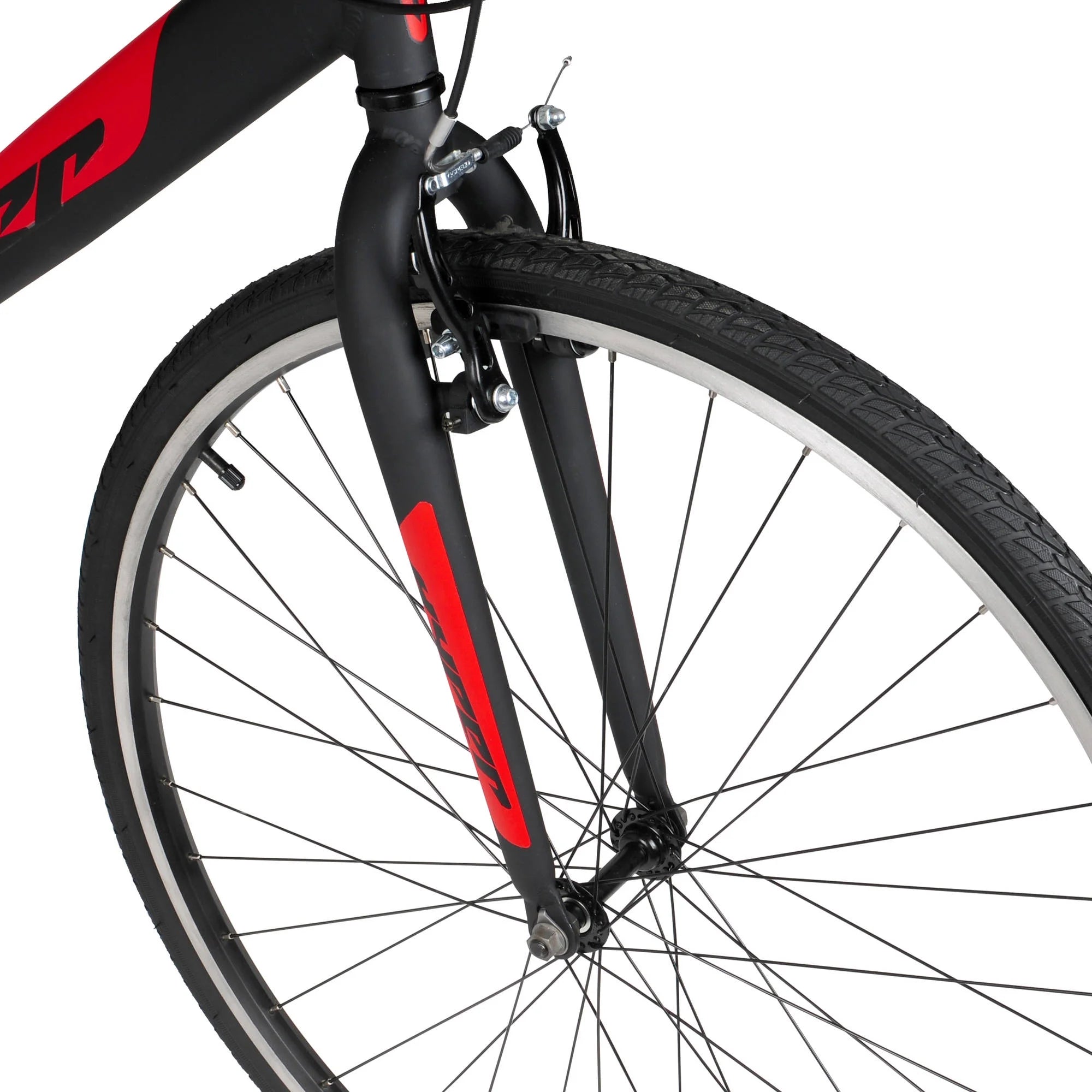 Bicicleta híbrida Hyper Spin Fit para hombre, 700c, negra y roja