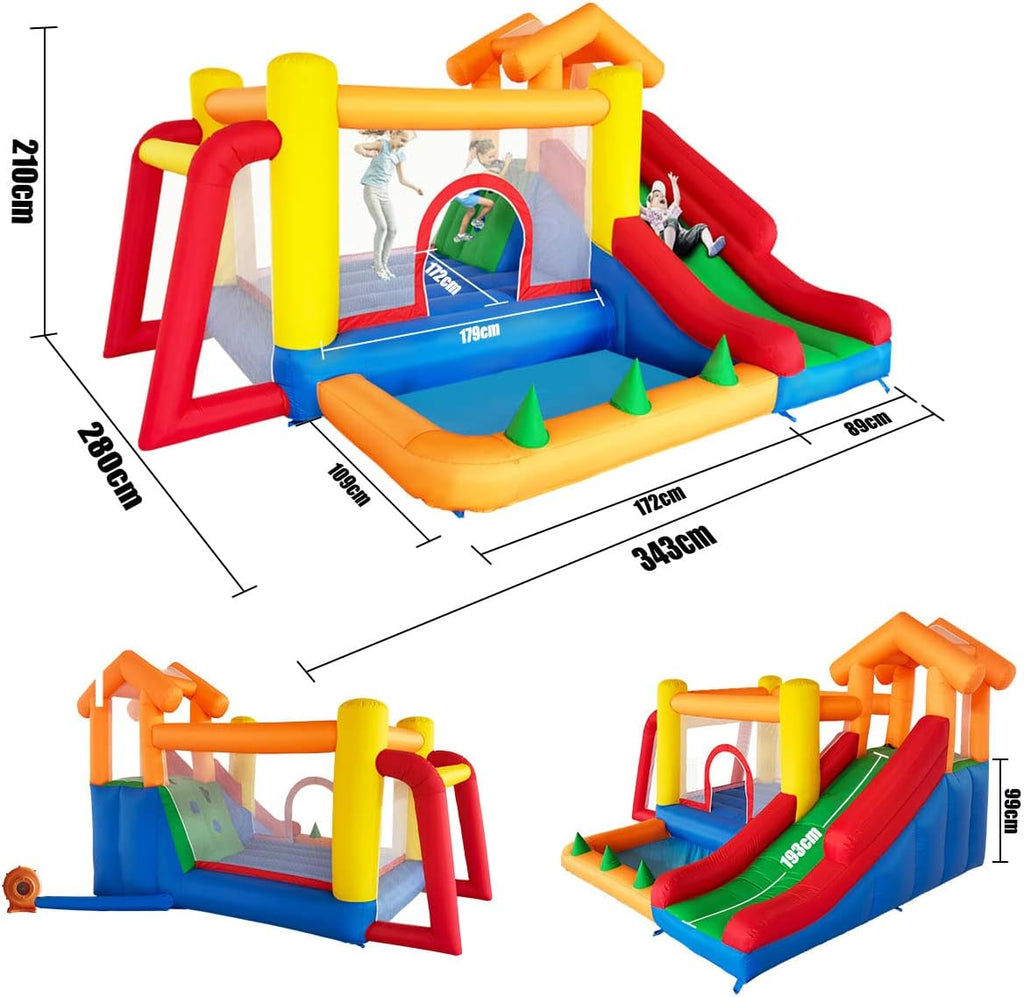 Ballsea Castillo Hinchable con Ventilador, Adecuado para niños de 3 a 10 años, para Interiores, cumpleaños Infantiles (488 x 223 x 220 cm)