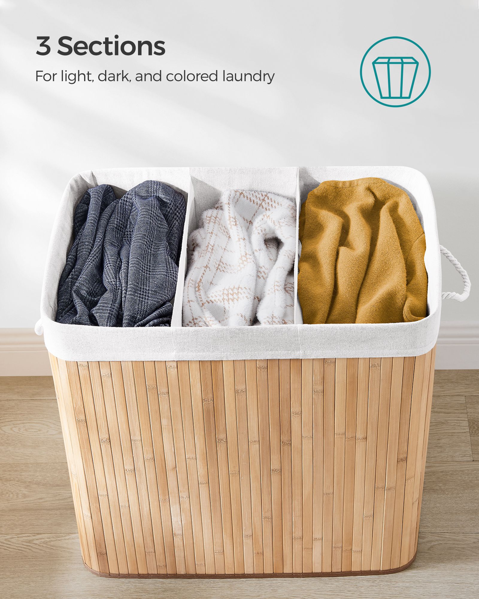 025 Juego de 3 cestos para ropa con tapa