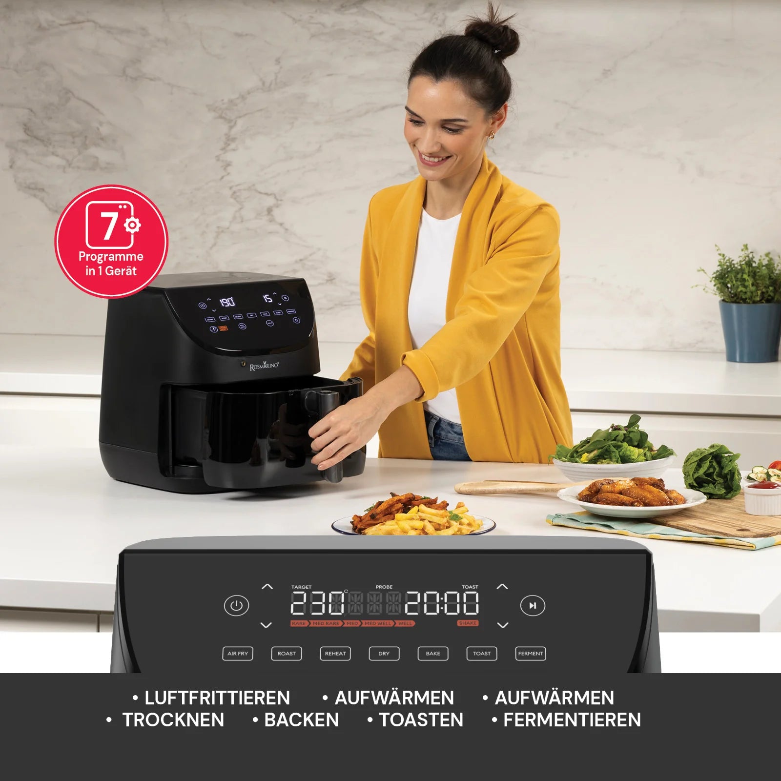 2025 Freidora de aire caliente Rosmarino TempSense – 6 L