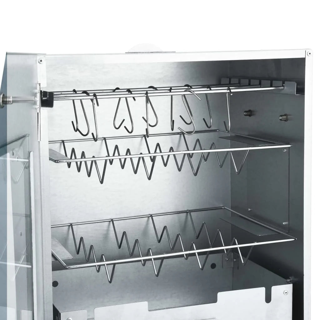 2025 Ahumador con 1 kg de serrín de madera, 44,5 x 29 x 83 cm, acero galvanizado plateado