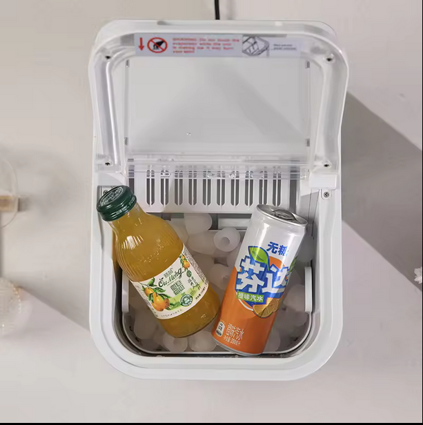 2025 Máquina de hacer hielo portátil CJC para mostrador con asa, bandeja de hielo y pala – para cocina, hogar, fiestas – 110V