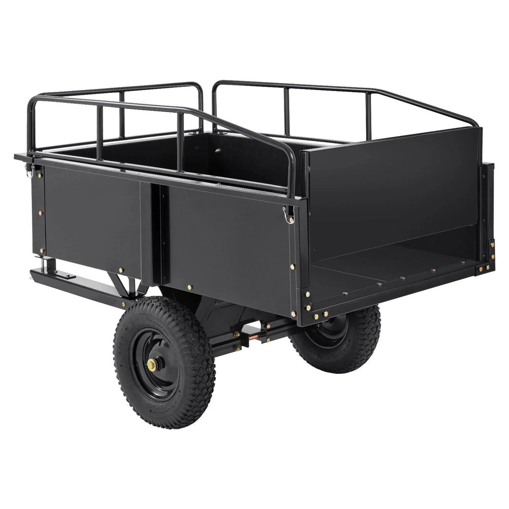 Remolque utilitario volquete VEVOR para ATV – 680 kg, 425 L – acero resistente con barandillas removibles