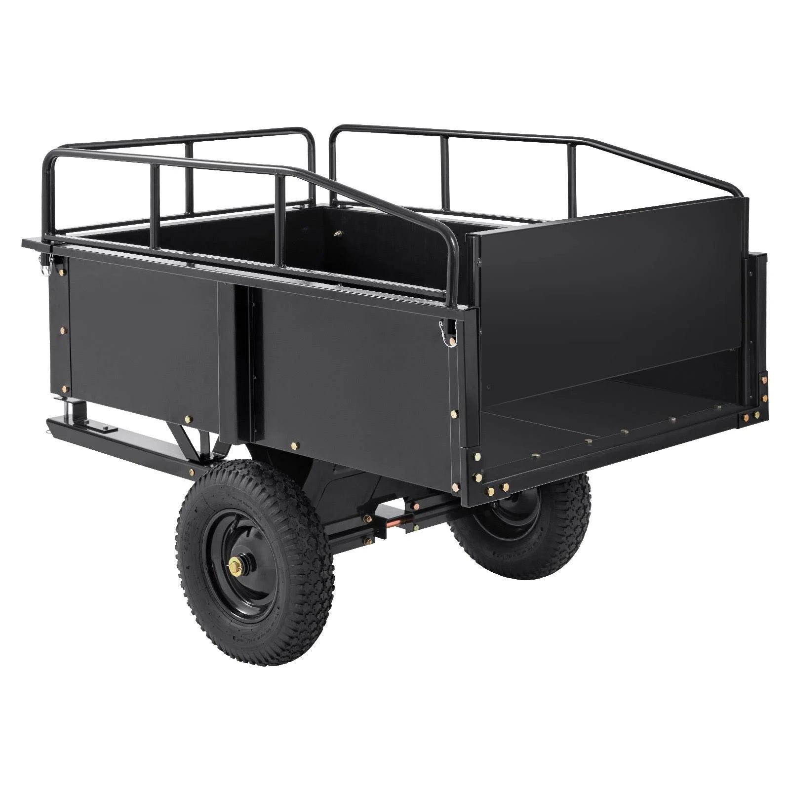 Remolque utilitario volquete VEVOR para ATV – 680 kg, 425 L – acero resistente con barandillas removibles