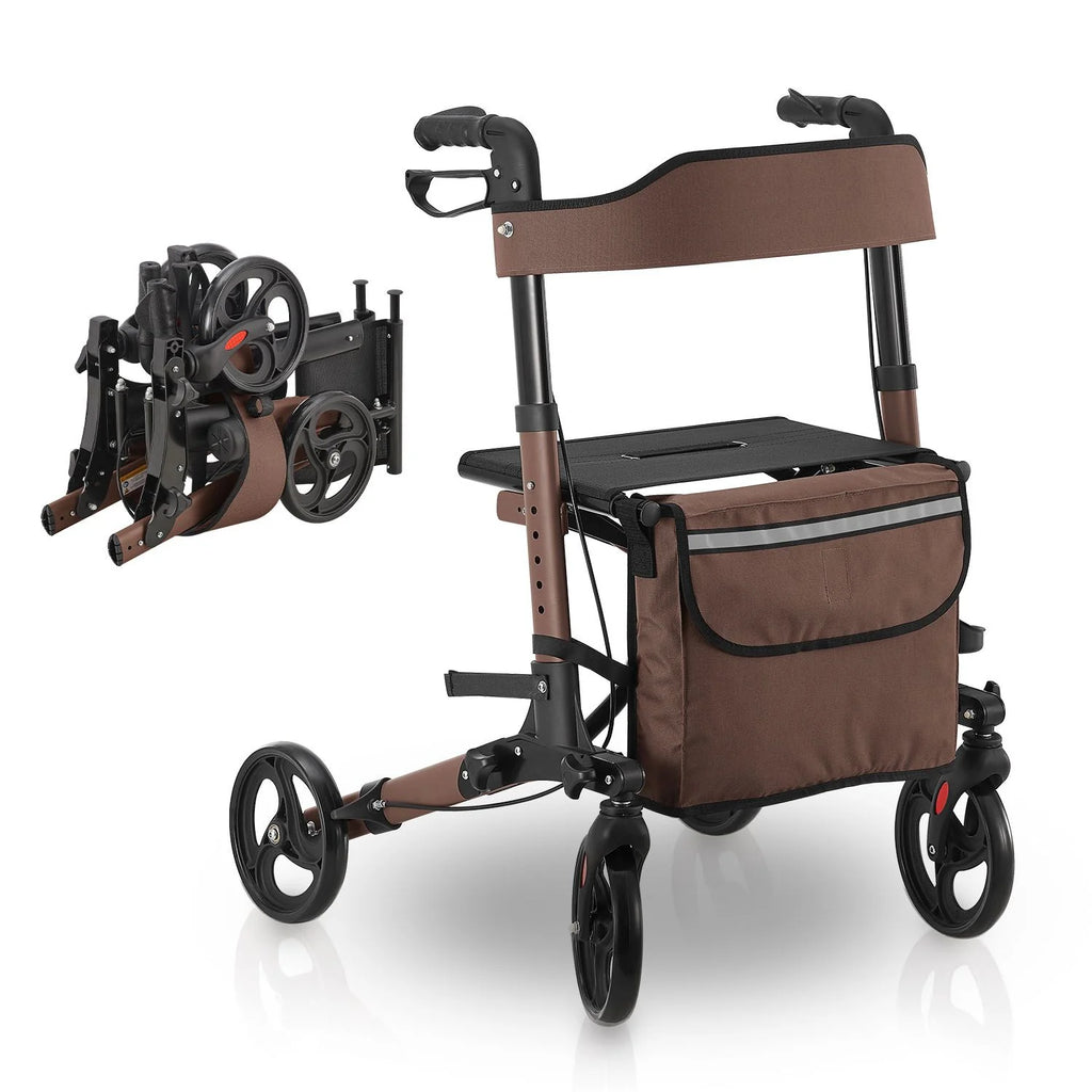 2025 Andador de aluminio Vital con asiento – Ligero, plegable y seguro