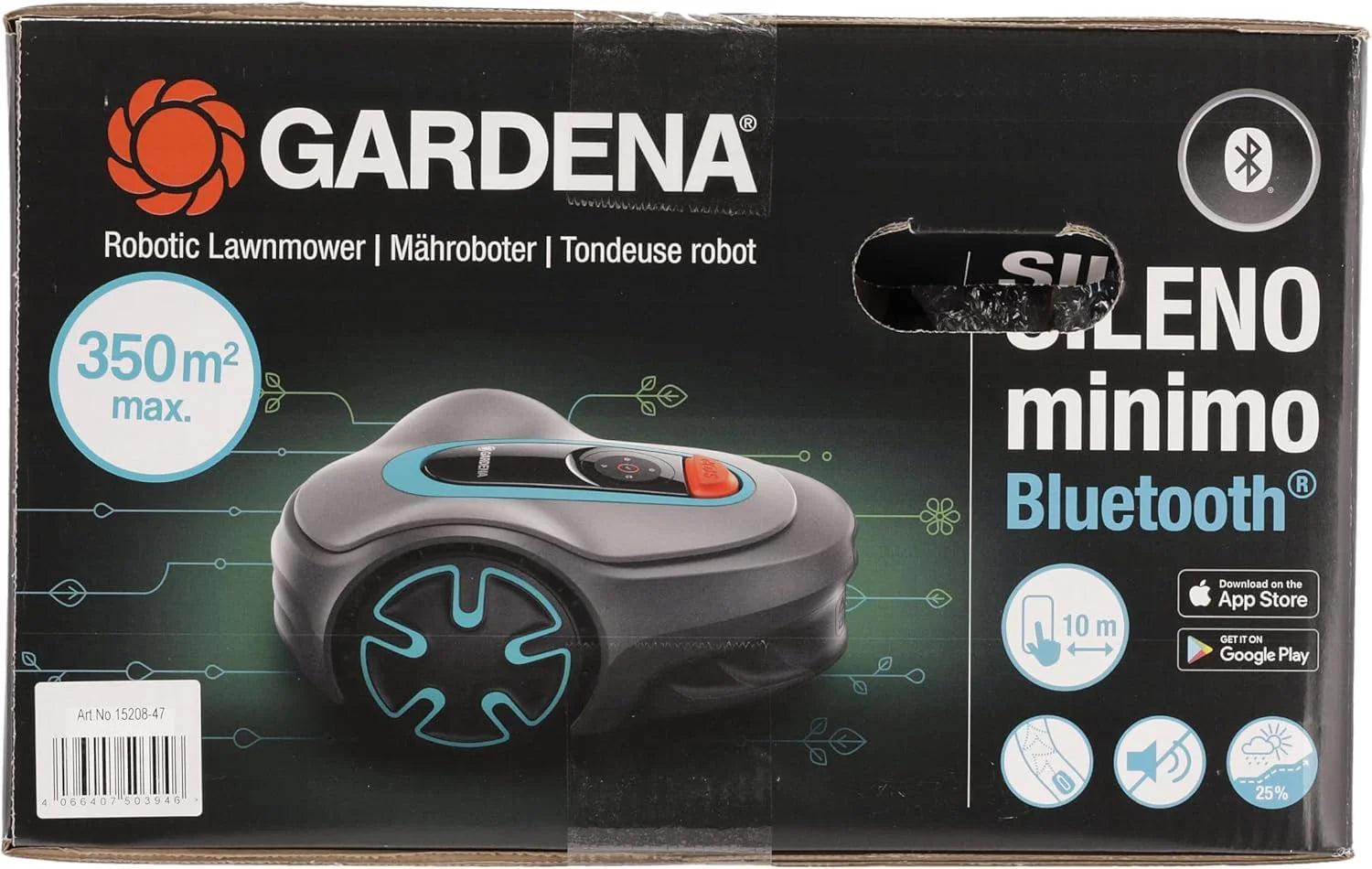 2025 Robot cortacésped Gardena SILENO minimo 350 m²: cortacésped inteligente con conectividad óptima, programable vía la aplicación Gardena Bluetooth (15208-47)