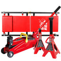 Gato hidráulico BIG RED de 2 toneladas con 2 gatos y carrito rodante, color rojo, modelo W8200.