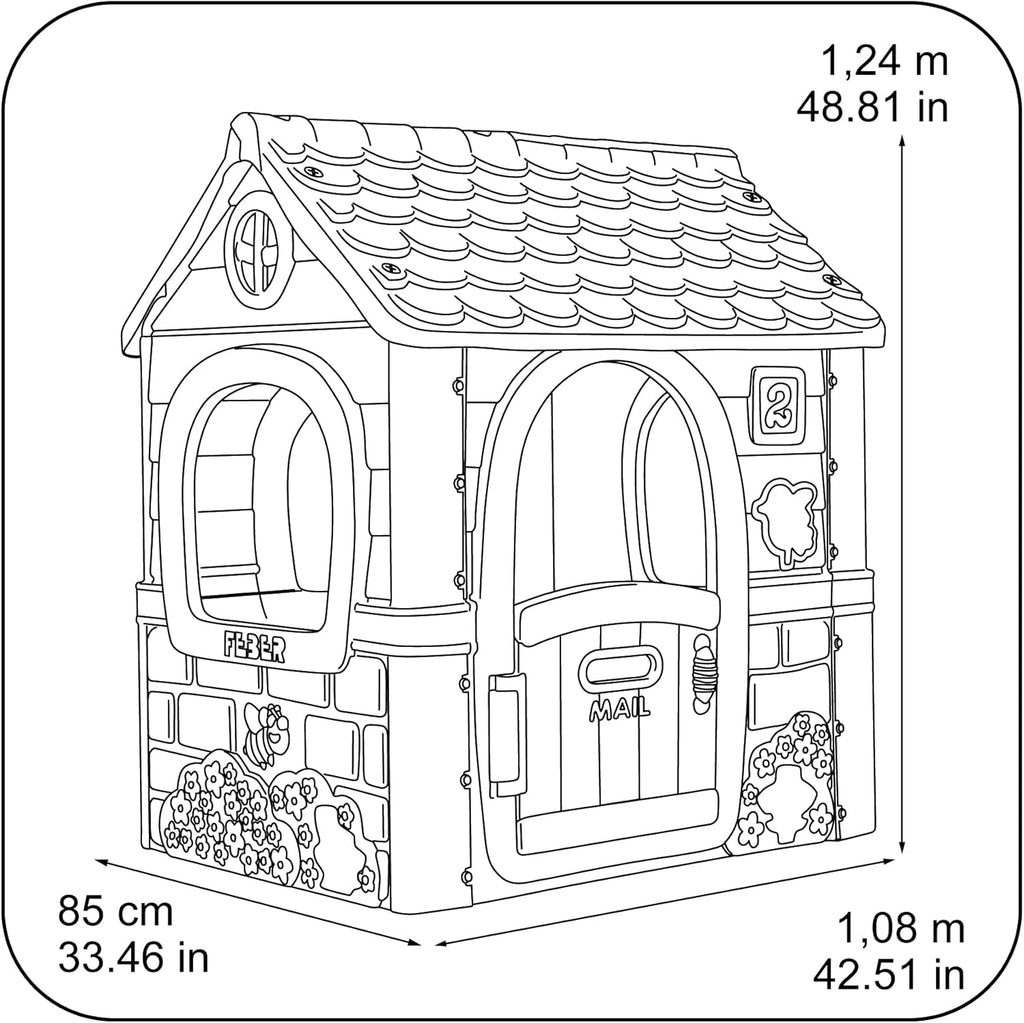 Feber - Fantasy House, Casita Infantil de Juegos con Puerta Abatible, Jugar al Aire Libre o en Casa, Resistente y de Fácil Montaje, para Niños de 2 a 6 años, Famosa (800010237), Versión previa