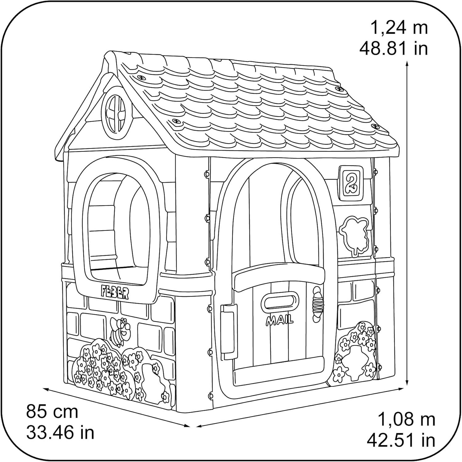 Feber - Fantasy House, Casita Infantil de Juegos con Puerta Abatible, Jugar al Aire Libre o en Casa, Resistente y de Fácil Montaje, para Niños de 2 a 6 años, Famosa (800010237), Versión previa