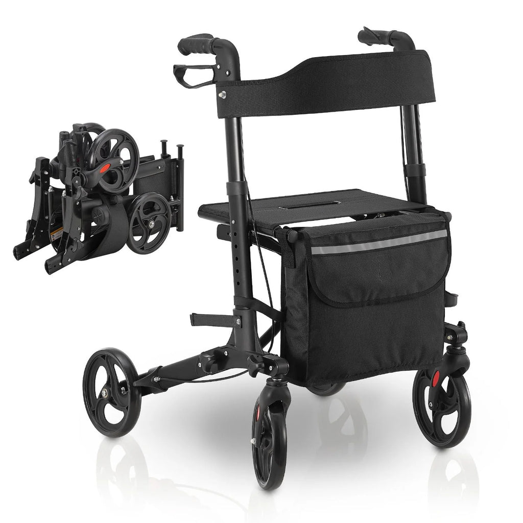 2025 Andador de aluminio Vital con asiento – Ligero, plegable y seguro