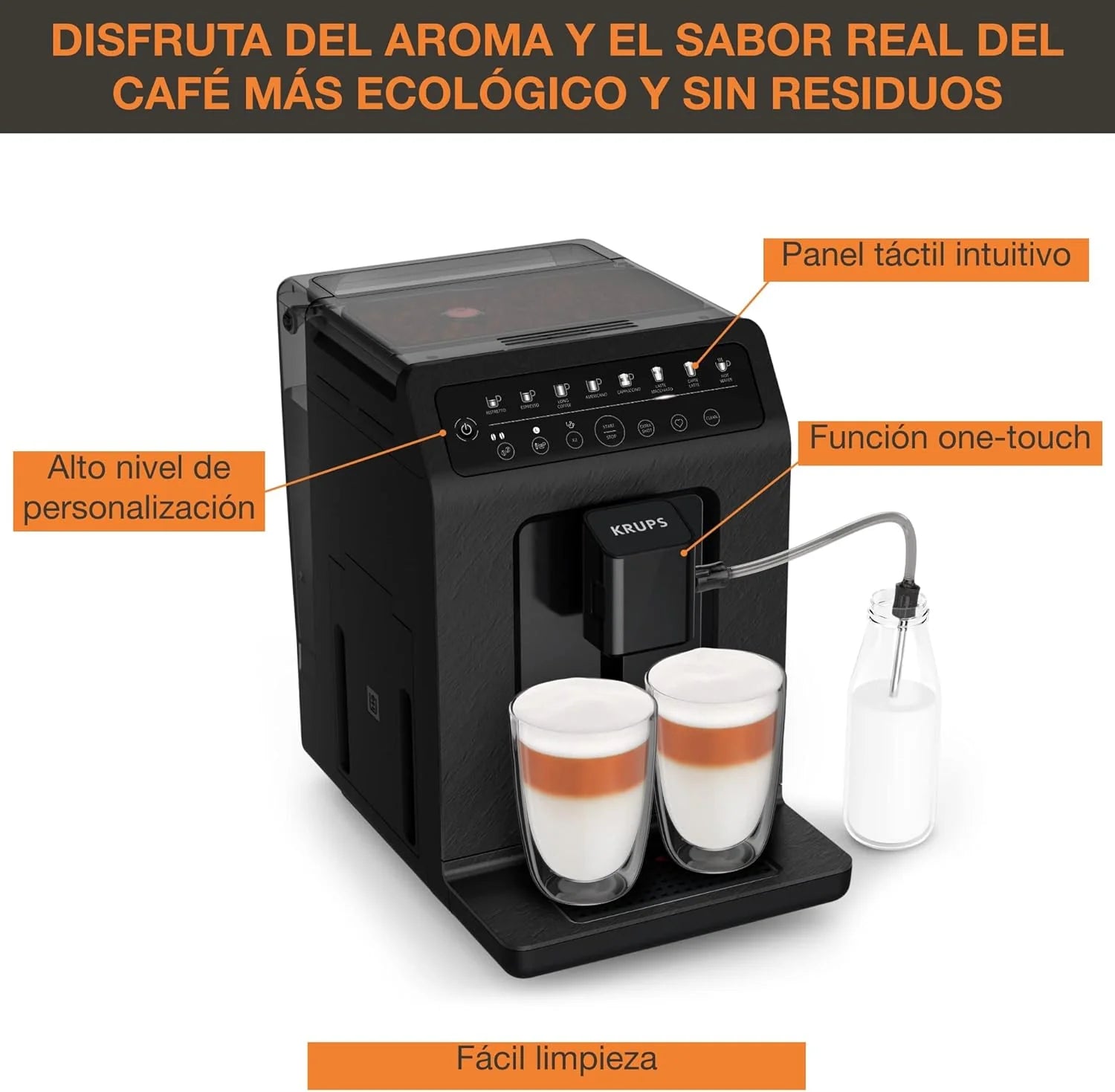 2025 Krups Evidence Eco Design EA897B Cafetera Superautomática 15 Bares