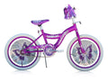 Bicicleta BMX PlayWorld de 20" con cuadro tipo S, freno de contrapedal, biela de una pieza, llantas moradas, neumáticos blancos, para niños (morada)