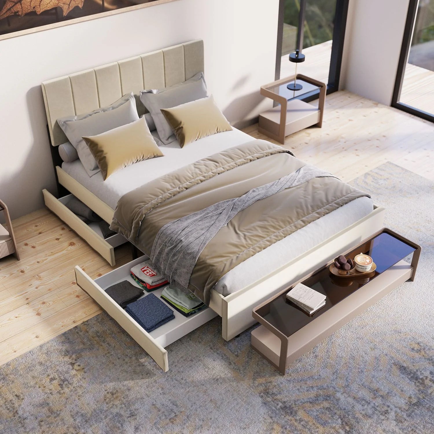 2025 Cama tapizada en terciopelo Soria
