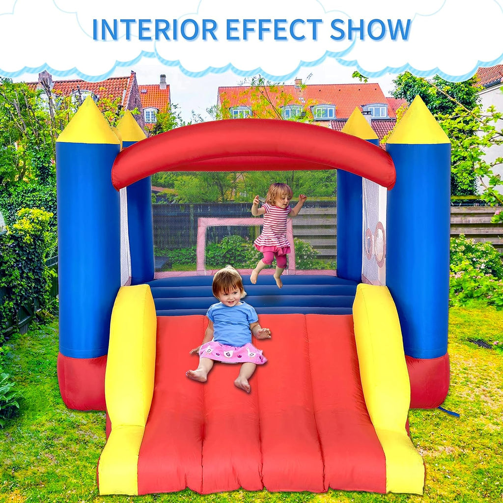 Ballsea Castillo Hinchable con Ventilador, Adecuado para niños de 3 a 10 años, para Interiores, cumpleaños Infantiles (488 x 223 x 220 cm)