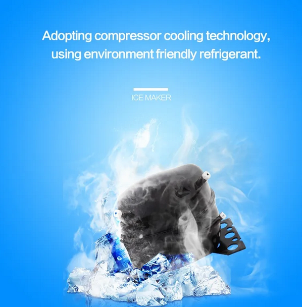 2025 Máquina de hacer hielo portátil CJC para mostrador con asa, bandeja de hielo y pala – para cocina, hogar, fiestas – 110V