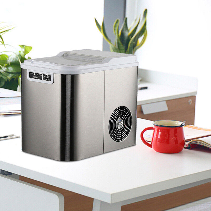 2025 Máquina de hacer hielo portátil CJC para mostrador con asa, bandeja de hielo y pala – para cocina, hogar, fiestas – 110V