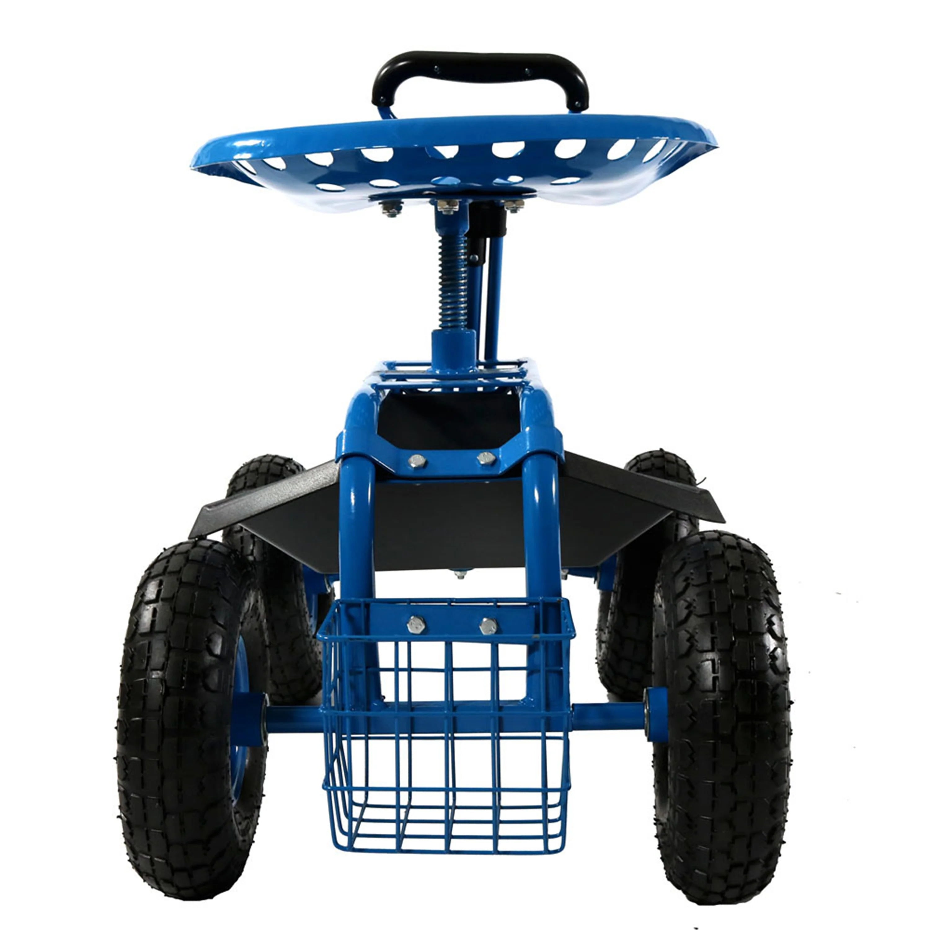 2025 Carrito de Jardín Rodante Sunnydaze con Asiento Giratorio y Manillar de Dirección