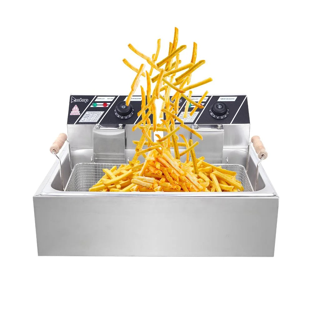 Freidora Winado para uso comercial y doméstico en acero inoxidable con capacidad de 23,26 qt/22 l