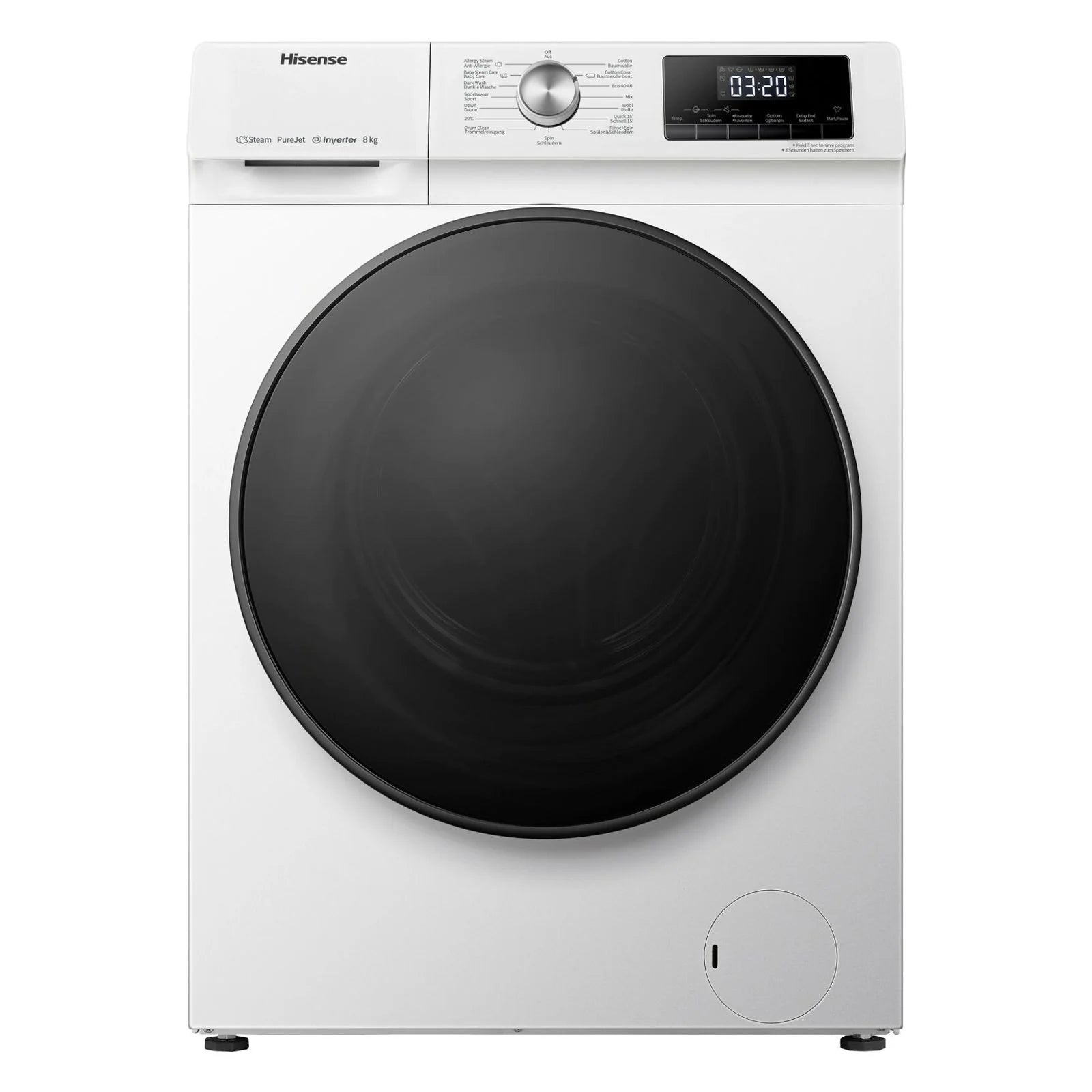 2025 Lavadora Hisense WFQA8014EVJM de carga frontal, 8 kg, 1400 rpm, color blanco