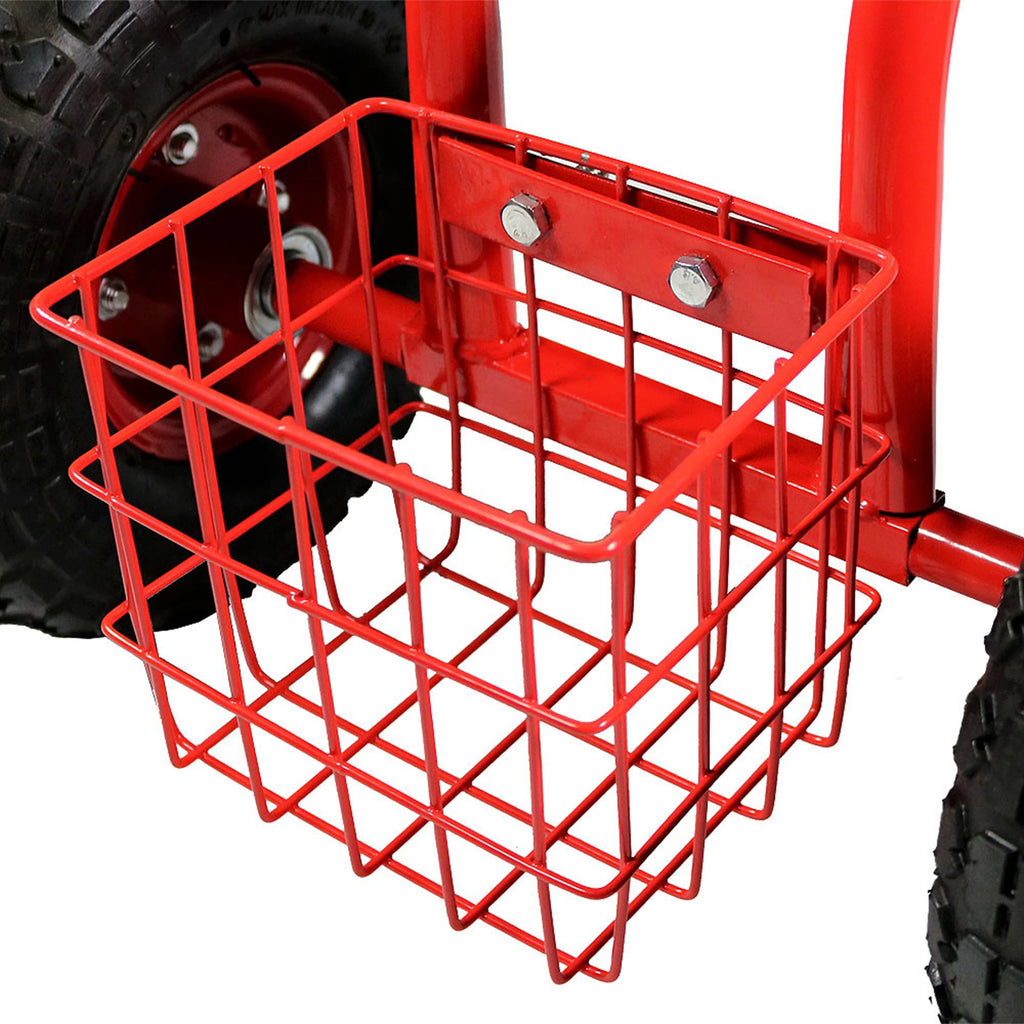 2025 Carrito de Jardín Rodante Sunnydaze con Asiento Giratorio y Manillar de Dirección