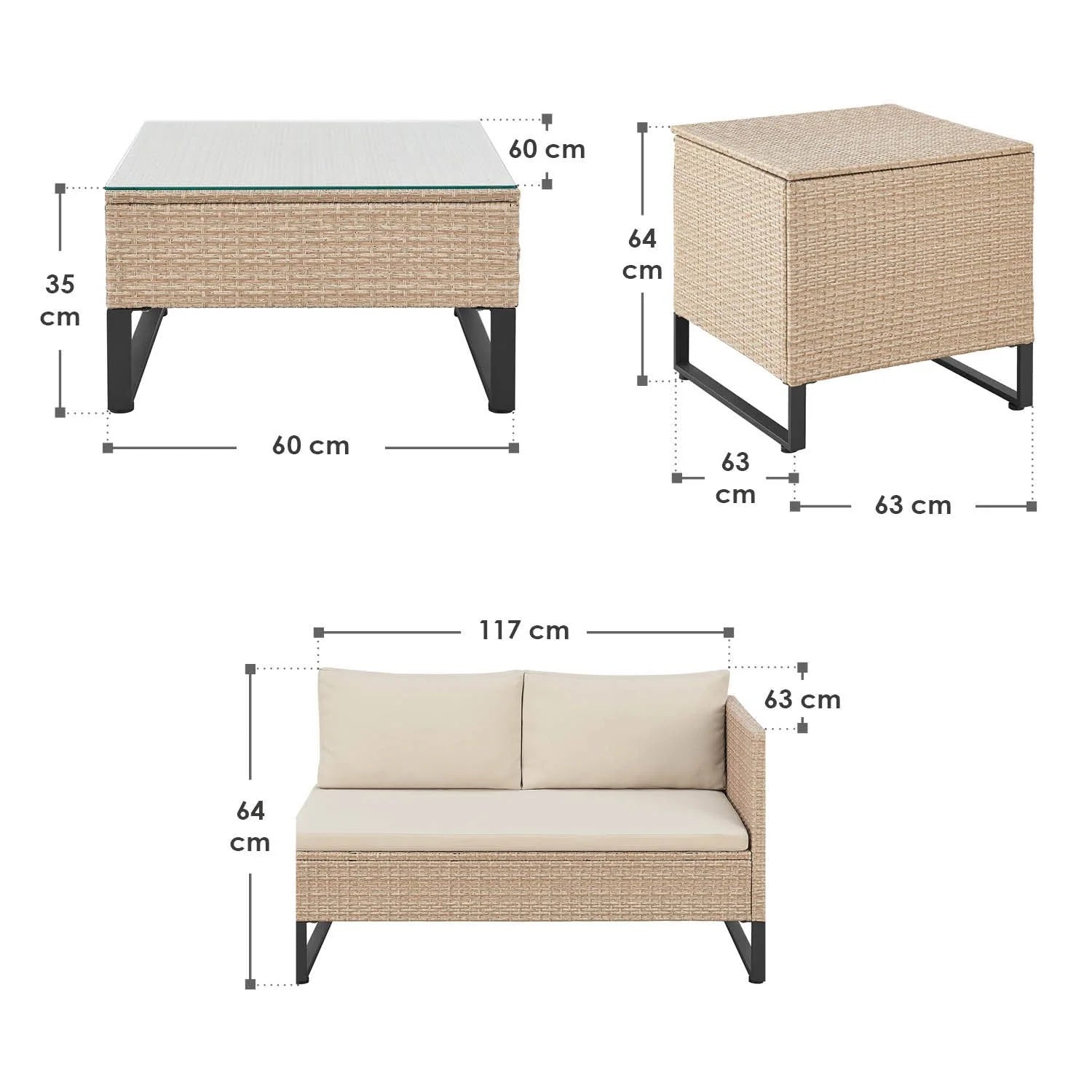 2025 Salón modular de poliratán Santorini