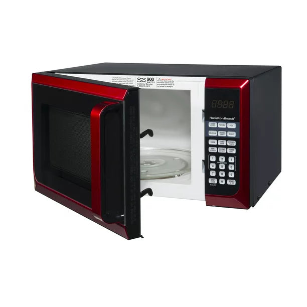 2025 Microondas Hamilton Beach de acero inoxidable rojo 0,9 pies³