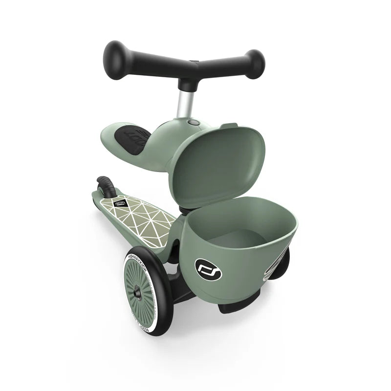 2025 Patinete Scoot & Ride Highwaykick 1 Lifestyle 2-en-1 con Asiento, para Niños de 1 a 5 Años, Diseño con Compartimento de Almacenamiento