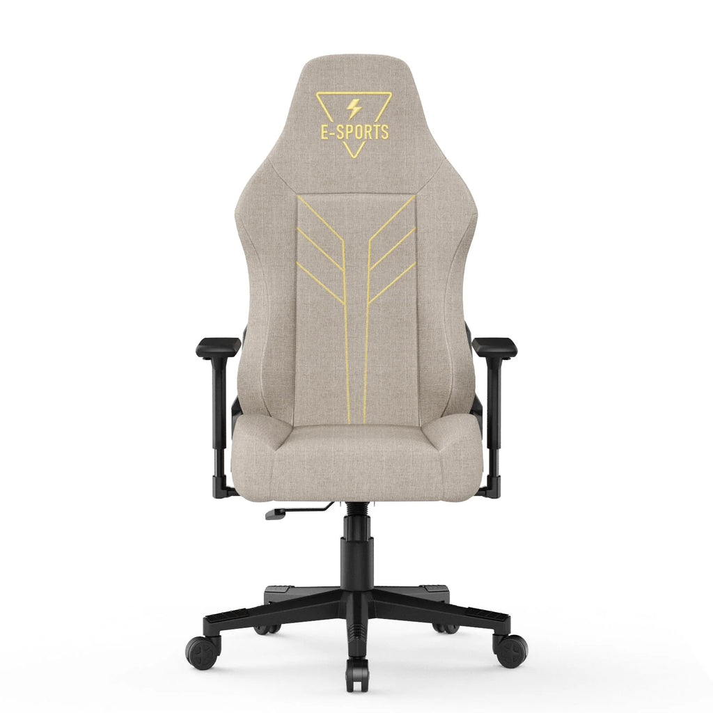 2025 Silla ergonómica para juegos Bigzzia con respaldo alto, reposabrazos 3D, altura ajustable y giro de 360°, color beige