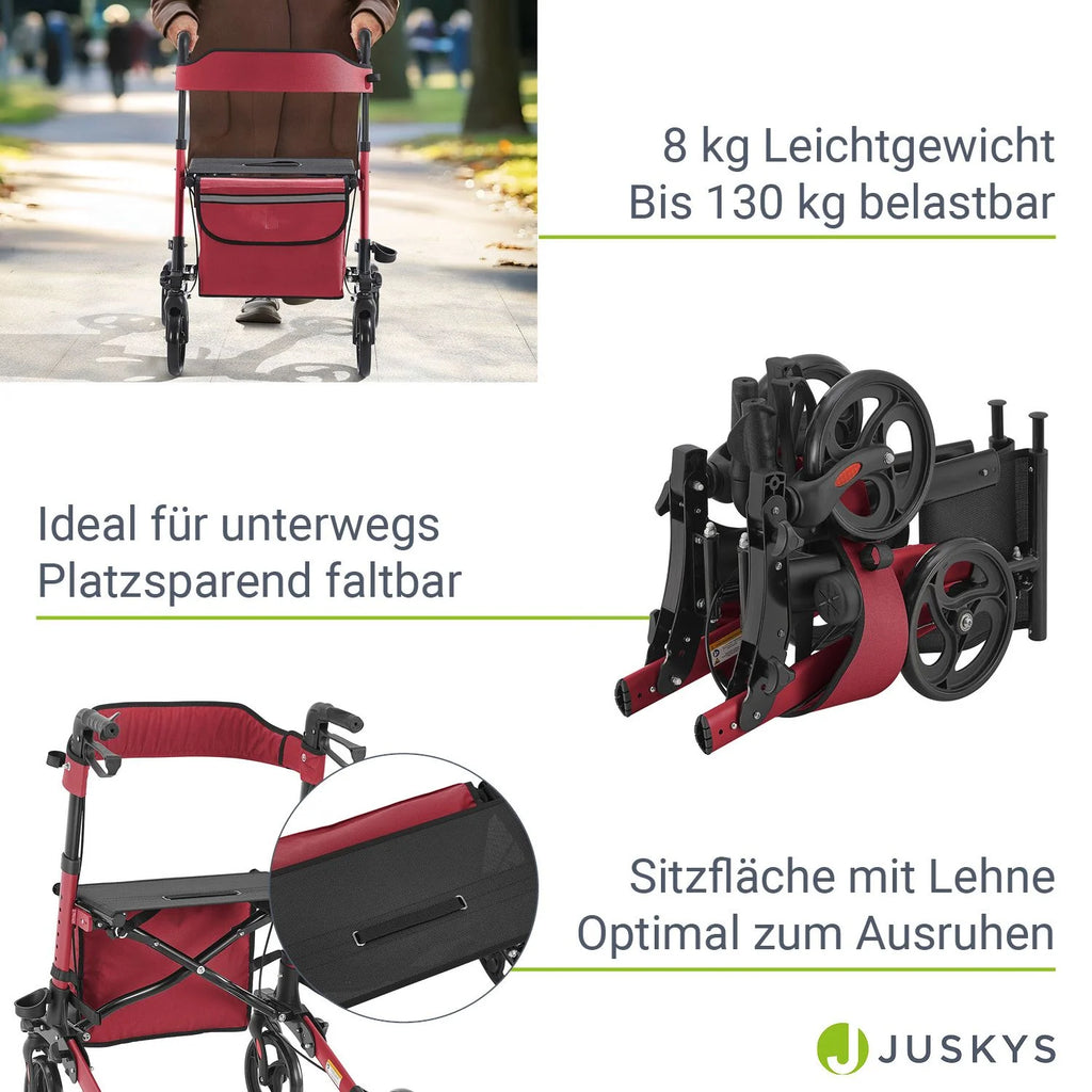 2025 Andador de aluminio Vital con asiento – Ligero, plegable y seguro