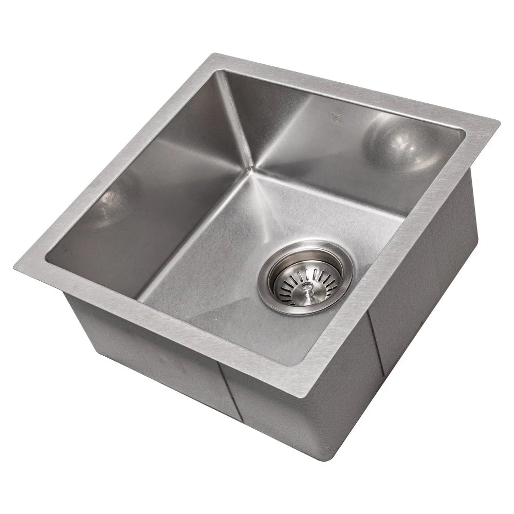 Fregadero de Bar de Cubeta Única de 15 Pulgadas con Montaje Bajo Encimera en Acero Inoxidable Satinado ZLINE Boreal (SUS-15S)