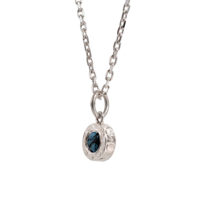 Joyería hawaiana / Plata 925 / Colgante de piedra redonda / Turquesa