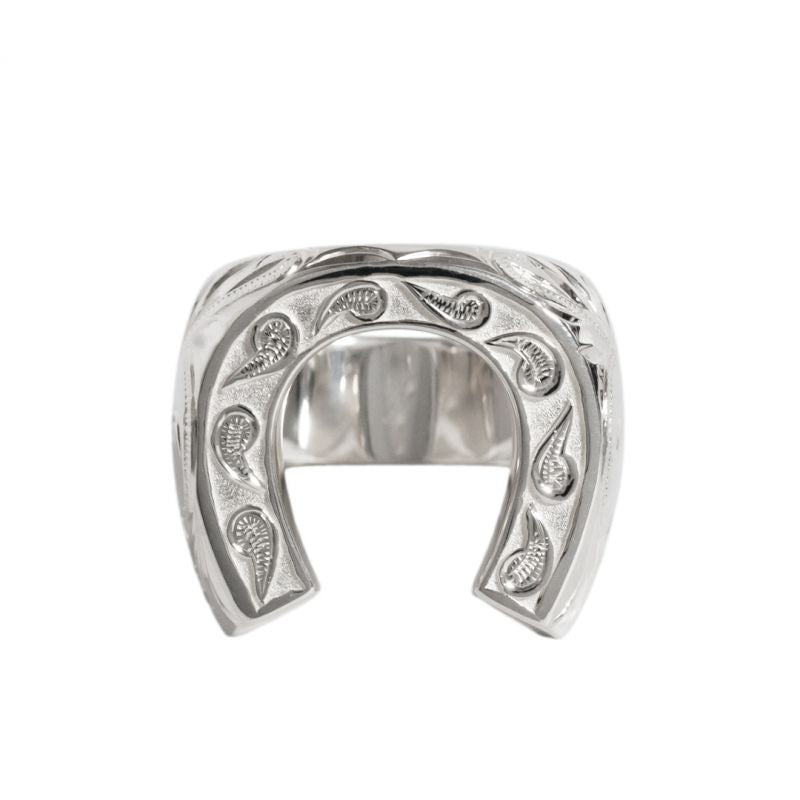 Joyería hawaiana / Plata 925 / Anillo con herradura en relieve