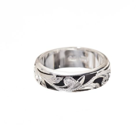 Joyería hawaiana / Plata 925 / Negro / Anillo esmaltado (grueso)