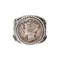 Joyería hawaiana / Plata 925 / Anillo Mercury Dime / 0732