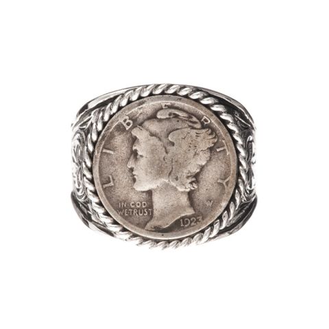 Joyería hawaiana / Plata 925 / Anillo Mercury Dime / 0732