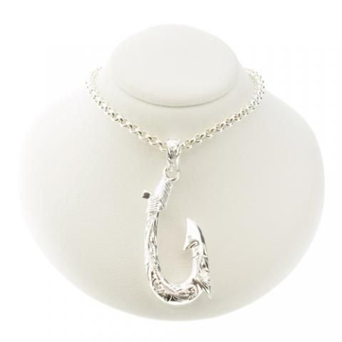 Joyería hawaiana / Plata 925 / Colgante de anzuelo (grande)