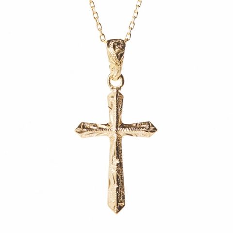 Joyería hawaiana / K14YG / Colgante de cruz angular