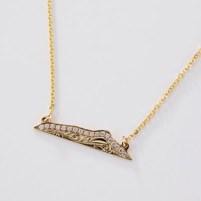 Joyería hawaiana / Oro amarillo de 14 quilates / Collar con cabeza de diamantes / Diamante