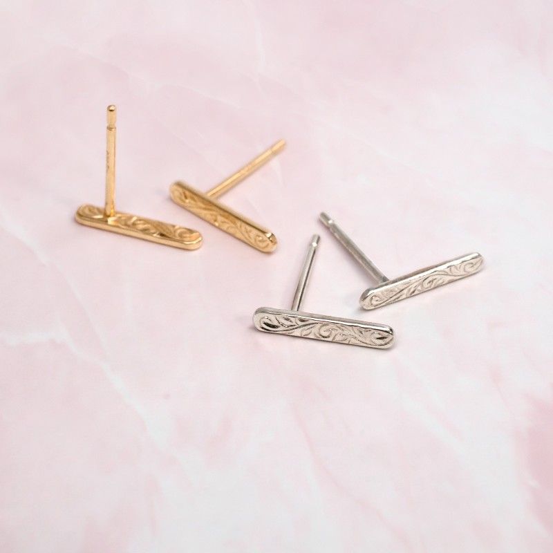 [Exclusivo de WEB] Joyería hawaiana / Plata 925 / Baño K10YG / Pendientes de placa