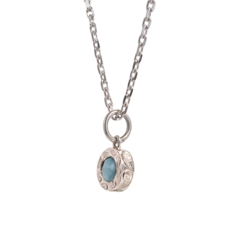 Joyería hawaiana / Plata 925 / Colgante de piedra redonda / Larimar