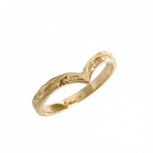 Joyería hawaiana / K14YG / Anillo con forma de cola de ballena (2 mm)