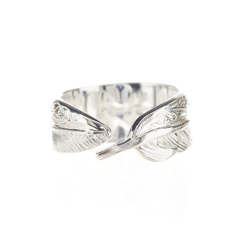 Joyería hawaiana / Plata 925 / Anillo de pluma / 0368