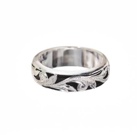 Joyería hawaiana / Plata 925 / Negro / Anillo esmaltado (grueso)