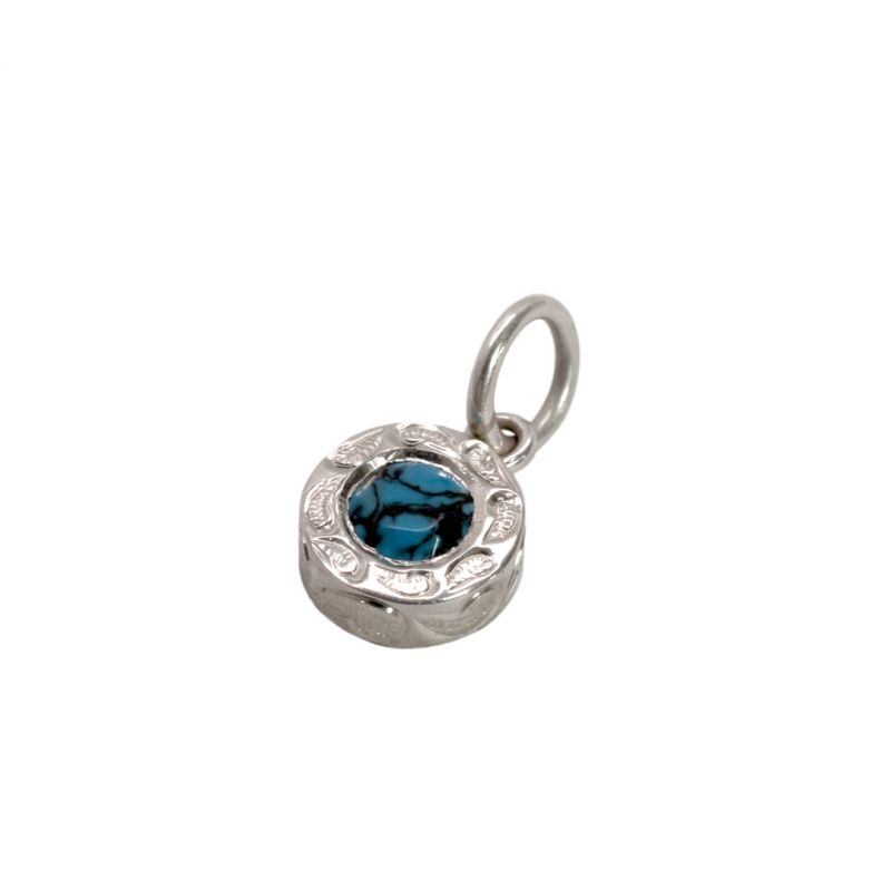 Joyería hawaiana / Plata 925 / Colgante de piedra redonda / Turquesa