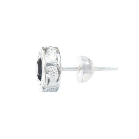 Joyería hawaiana / Plata 925 / Pendientes de piedra redonda BO