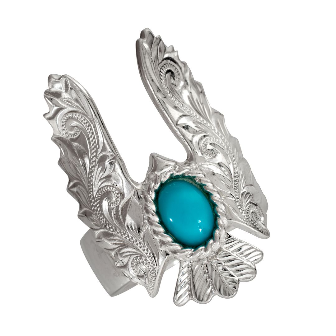 Joyería hawaiana / PLATA 925 / Anillo de turquesa con águila