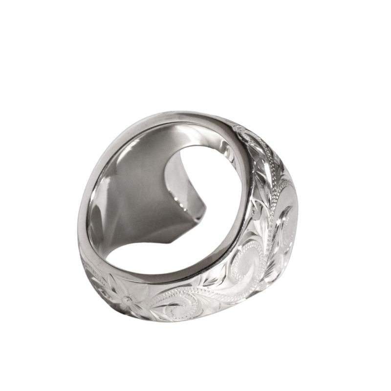 Joyería hawaiana / Plata 925 / Anillo con herradura en relieve