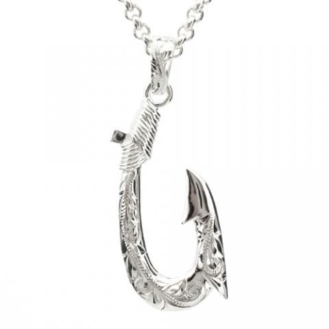 Joyería hawaiana / Plata 925 / Colgante de anzuelo (grande)