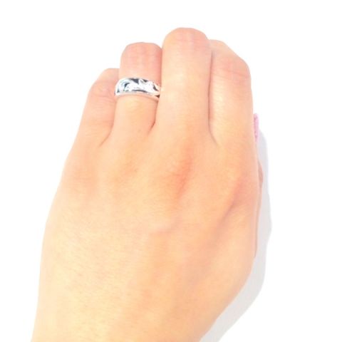 Joyería hawaiana / Plata 925 / Negro / Anillo esmaltado (grueso)