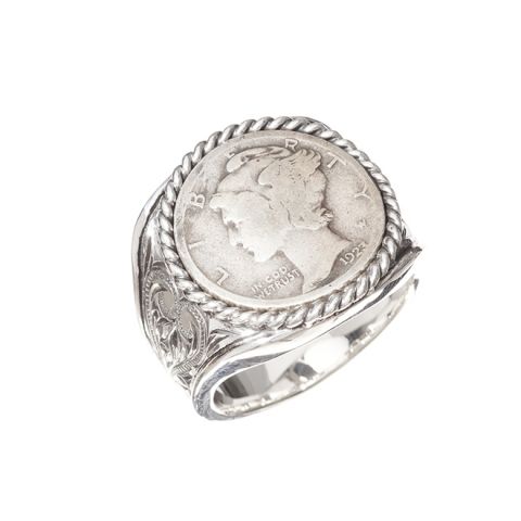 Joyería hawaiana / Plata 925 / Anillo Mercury Dime / 0732